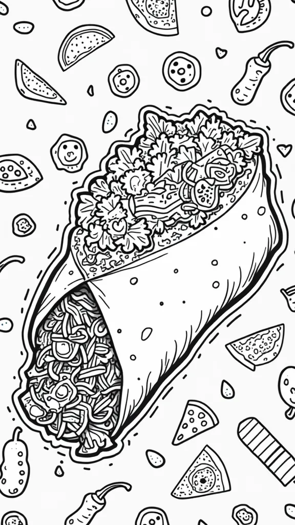 burrito coloring page